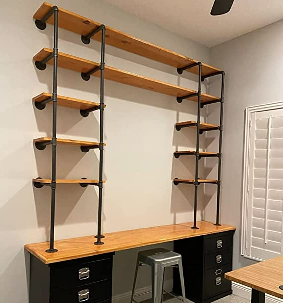 Industrial Retro Wall Mount iron Pipe Shelf,DIY Open Bookshelf,Hung Bracket,Home Improvement Kitchen Shelves,Tool Utility Shelves, Office shelves, bookshelves and bookcases (2Pcs).png
